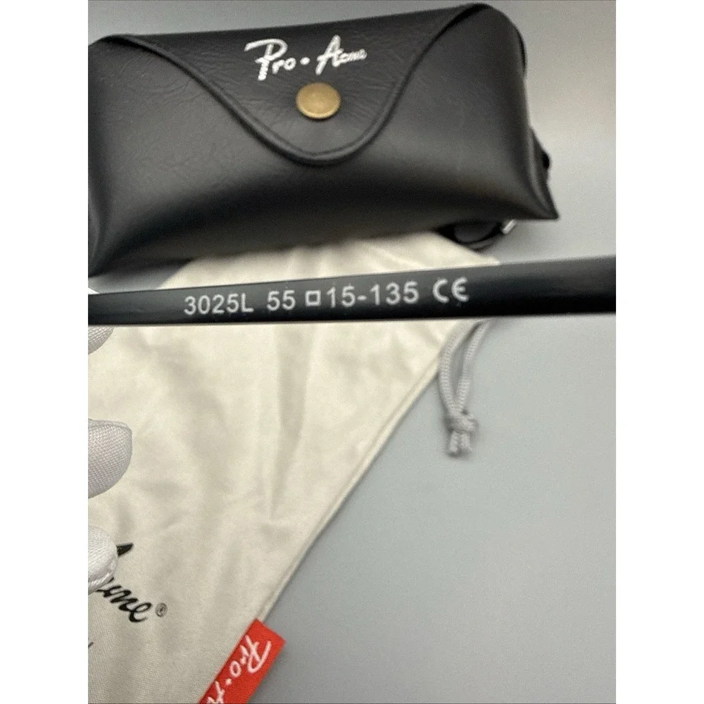 Pro-Acme Sunglasses 3025L Black Aviators Black Polarized Lens w/Case & Dustbag
